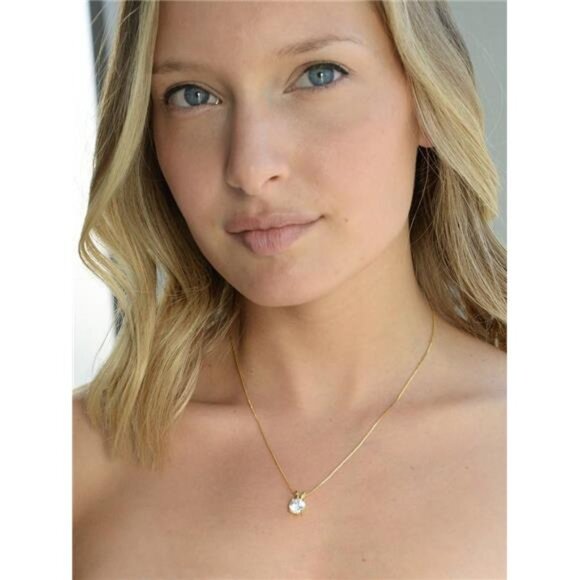 Cubic Zirconia Crystal Gold Pendant Necklace for Women, 2 Carat CZ - Picture 4 of 8